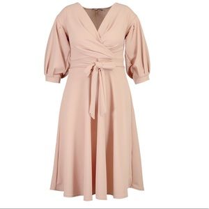 Boohoo Plus Off Shoulder Wrap Mini Dress - Stone